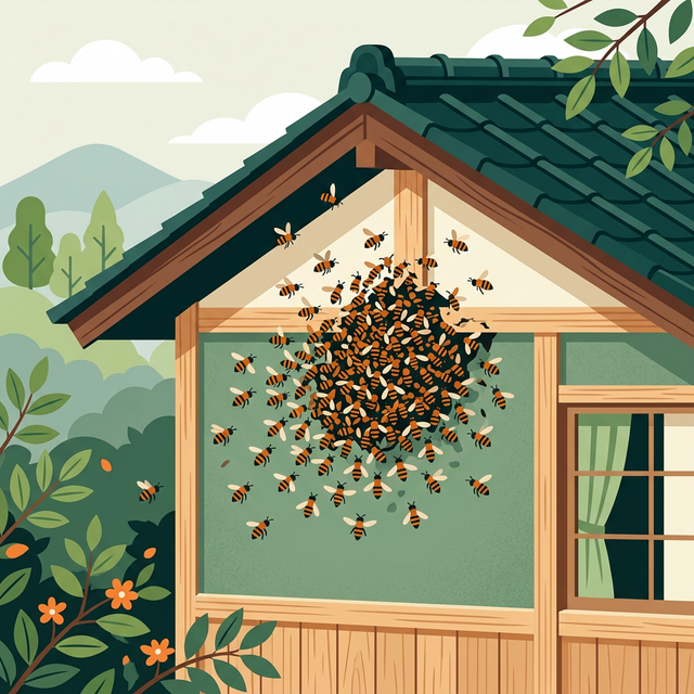 ミツバチが群がっている様子